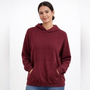 Banana Republic 100% Cashmere Hoodie Sweater Burgundy Large Soft Luxury Knit